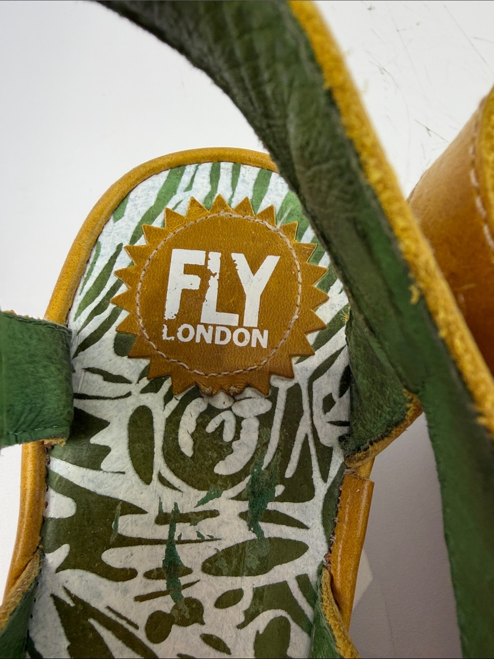 Fly London Mustard Yellow Yisa Leather Wedge Sandals - Picture 3 of 10